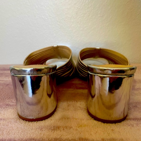 SCHUTZ metallic silver kitten heel slides - Picture 5 of 8